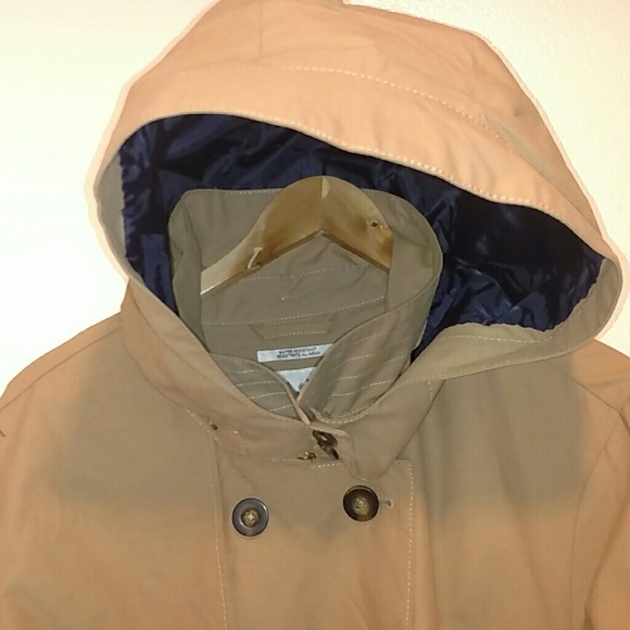 NWOT AVA&VIV Water Resistant Khaki Hooded Raincoat - Picture 7 of 7